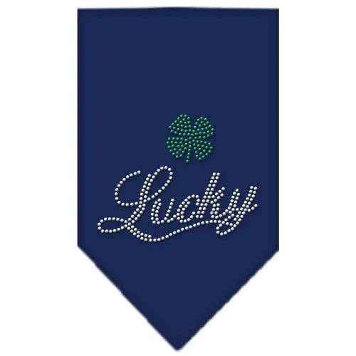 Lucky Script Rhinestone Bandana Navy Blue Small Default Title