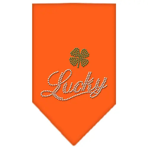 Lucky Script Rhinestone Bandana Orange Large Default Title