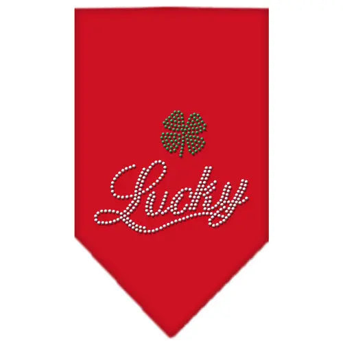 Lucky Script Rhinestone Bandana Red Small Default Title