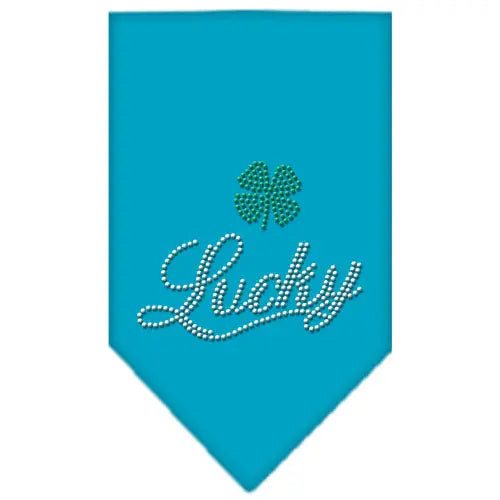 Lucky Script Rhinestone Bandana Turquoise Large Default Title