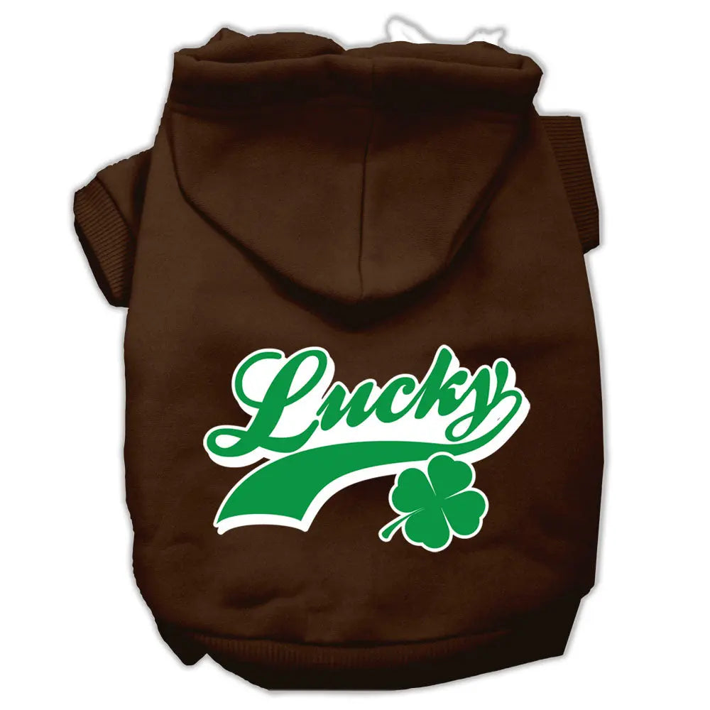 Lucky Swoosh Screen Print Pet Hoodies Brown Size Sm Default Title