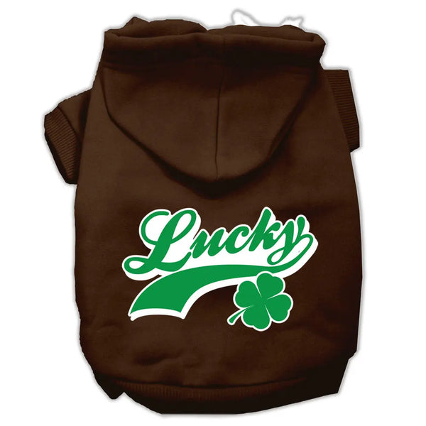 Lucky Swoosh Screen Print Pet Hoodies Brown Size Xxl Default Title