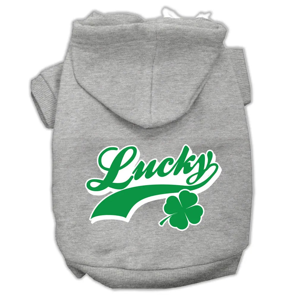 Lucky Swoosh Screen Print Pet Hoodies Grey Size Lg Default Title