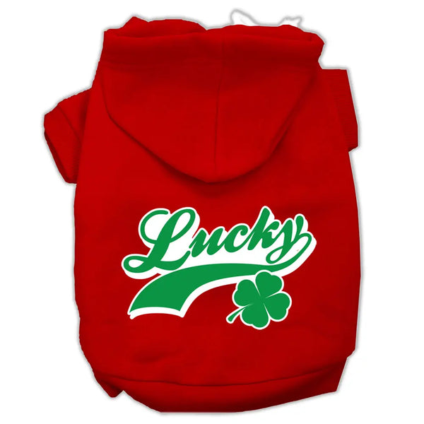 Lucky Swoosh Screen Print Pet Hoodies Red Size Med Default Title