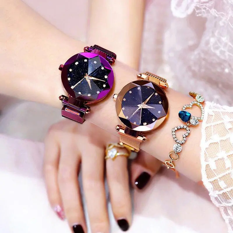 Luxury Starry Sky Stainless Steel Mesh Bracelet Watches For Women Crystal Analog Quartz Wristwatches Ladies Sports Dress Clock GreatEagleInc