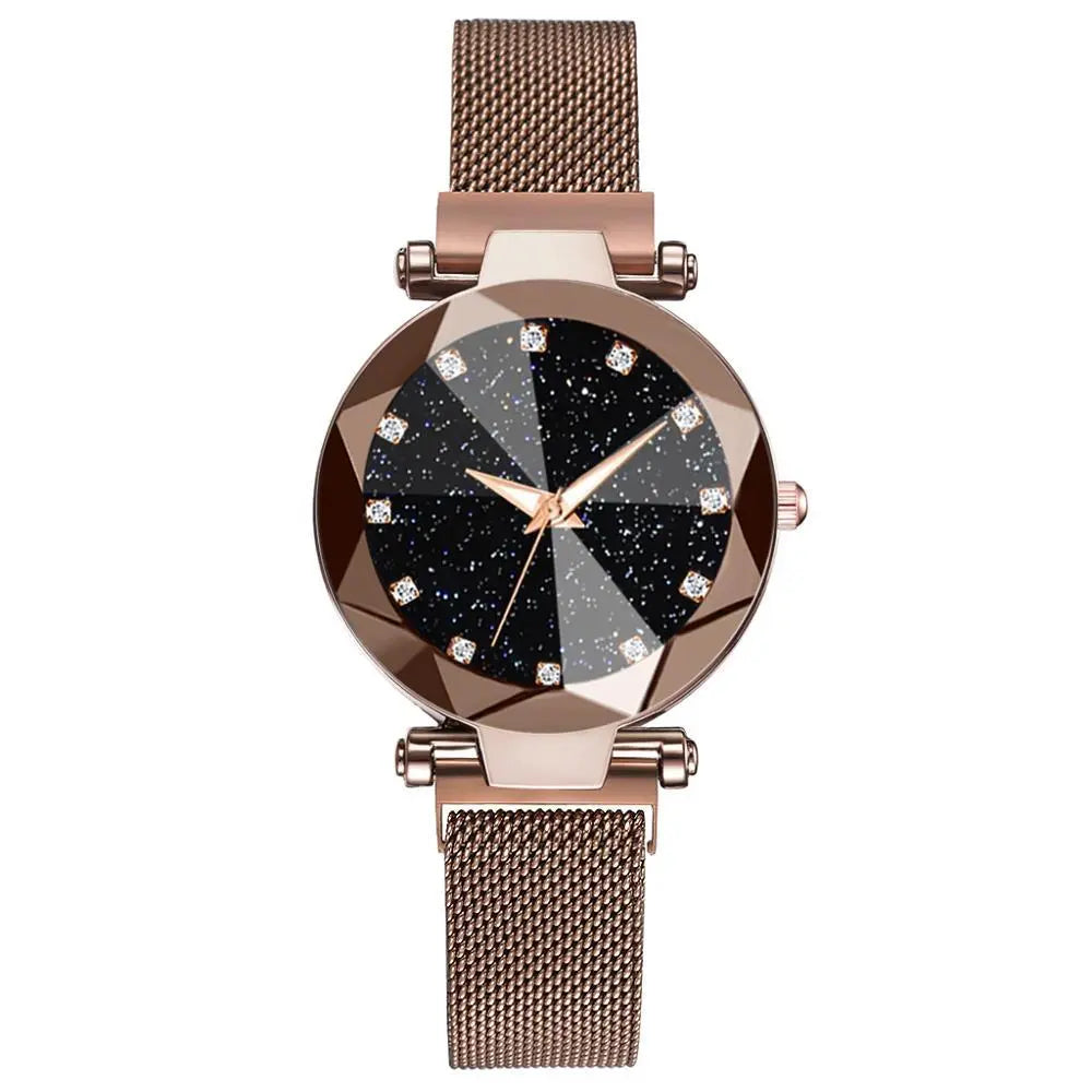 Luxury Starry Sky Stainless Steel Mesh Bracelet Watches For Women Crystal Analog Quartz Wristwatches Ladies Sports Dress Clock GreatEagleInc