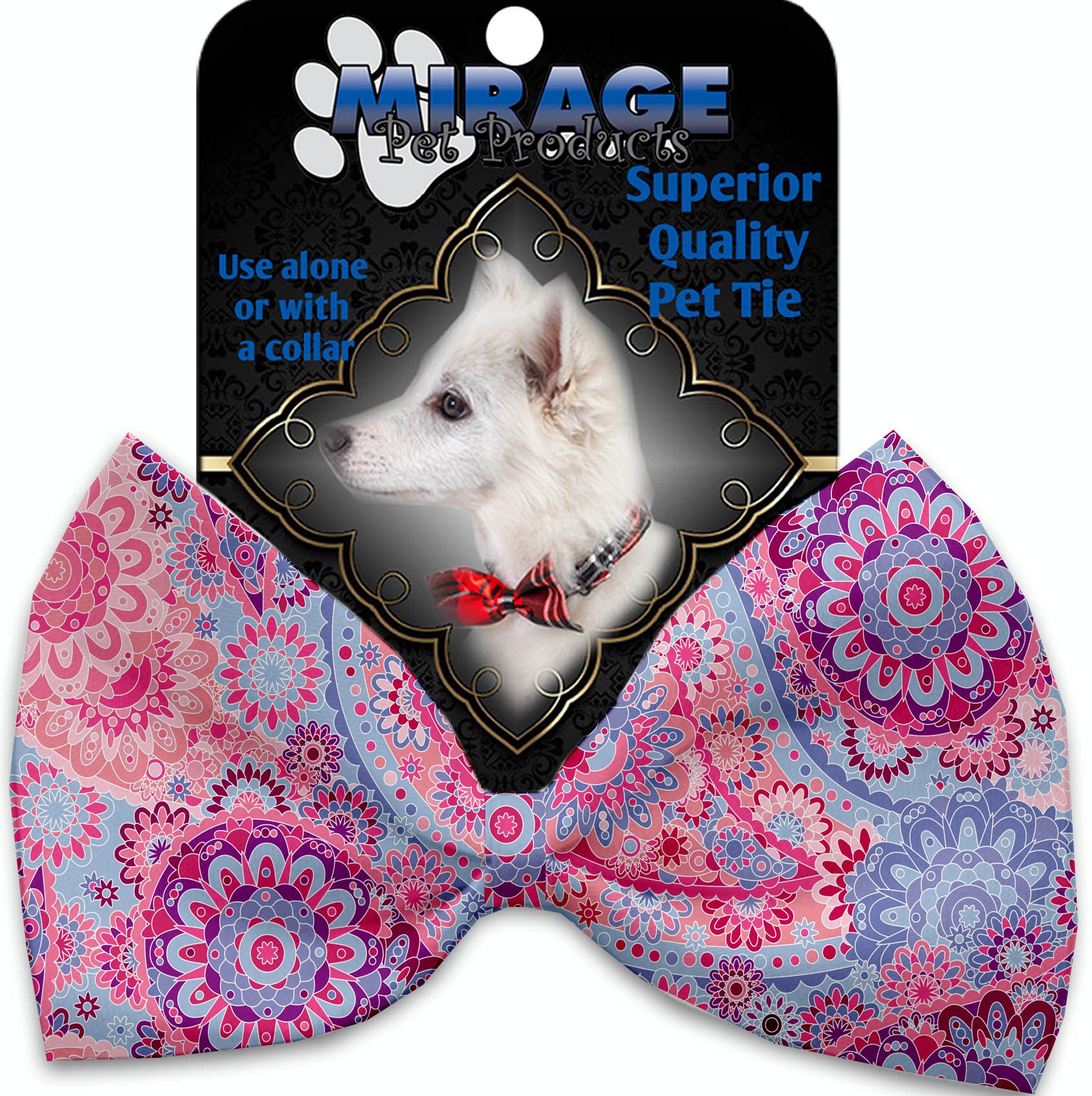 Pink Bohemian Pet Bow Tie Collar Accessory With Velcro GreatEagleInc