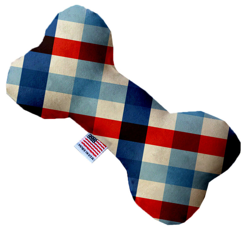Patriotic Plaid 10 Inch Bone Dog Toy GreatEagleInc