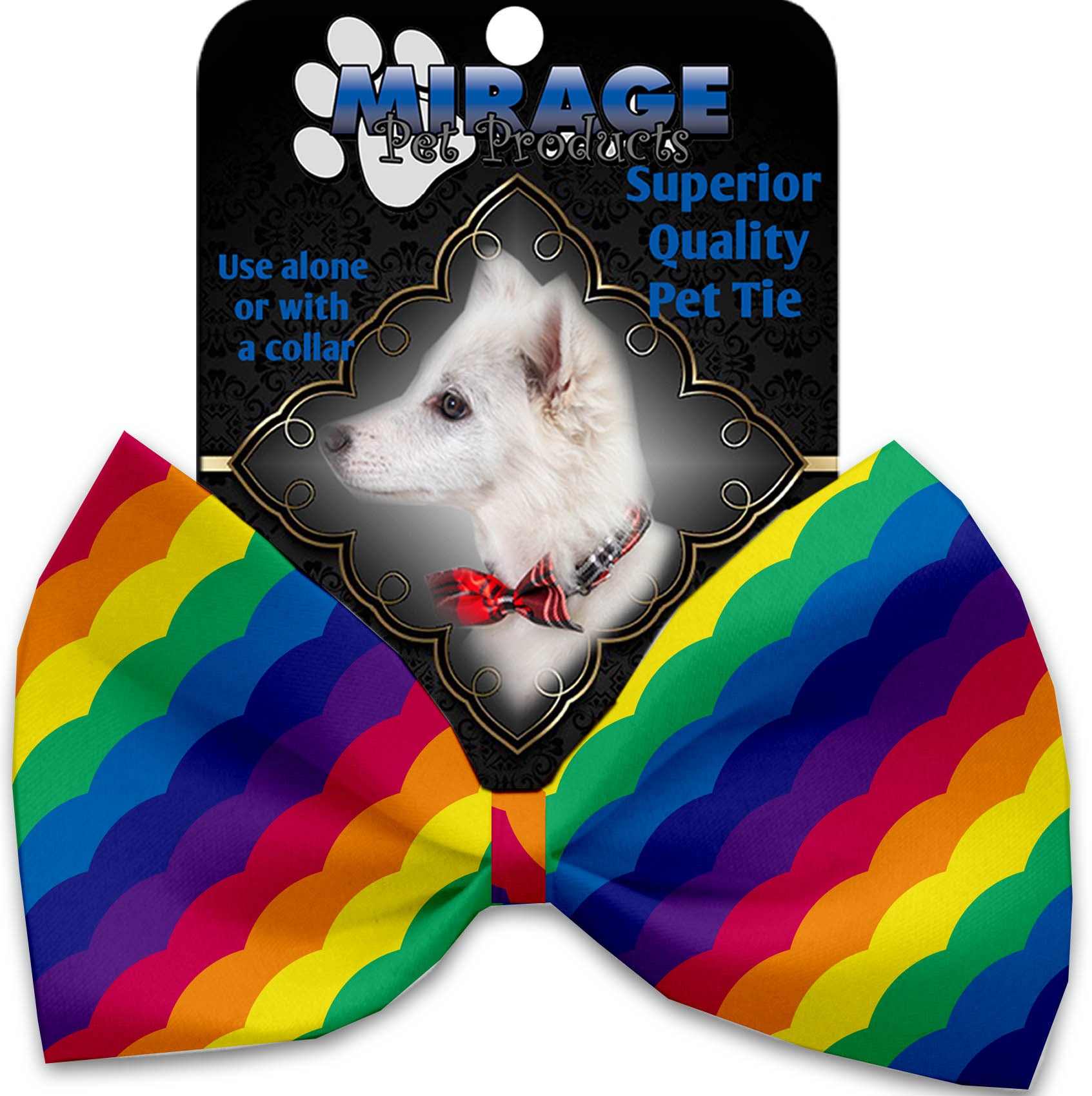 Scalloped Rainbow Pet Bow Tie GreatEagleInc