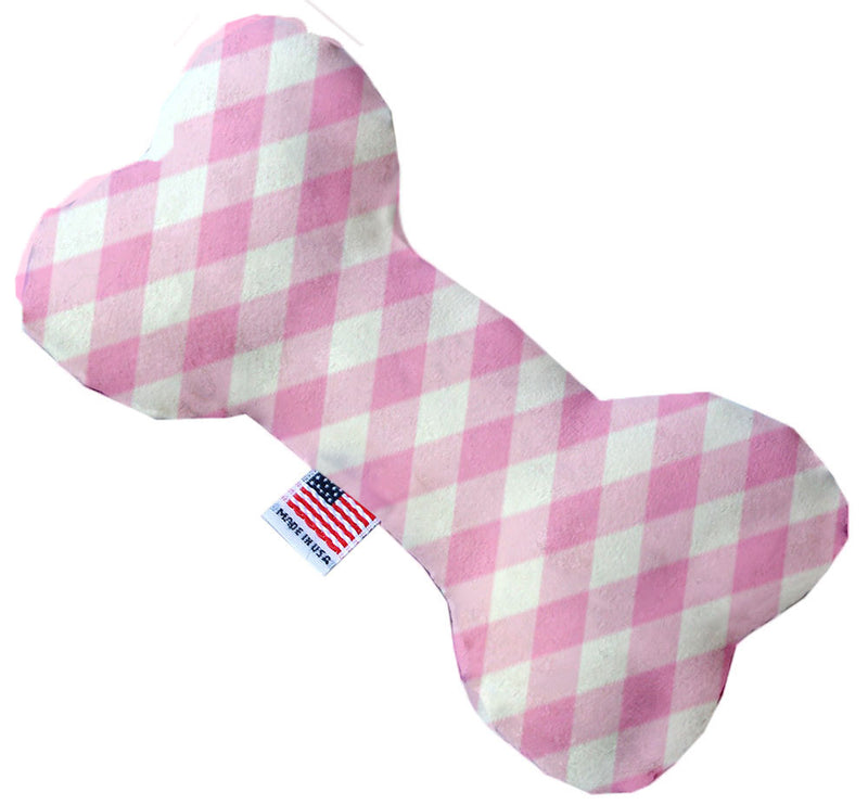 Baby Pink Plaid 10 Inch Bone Dog Toy GreatEagleInc