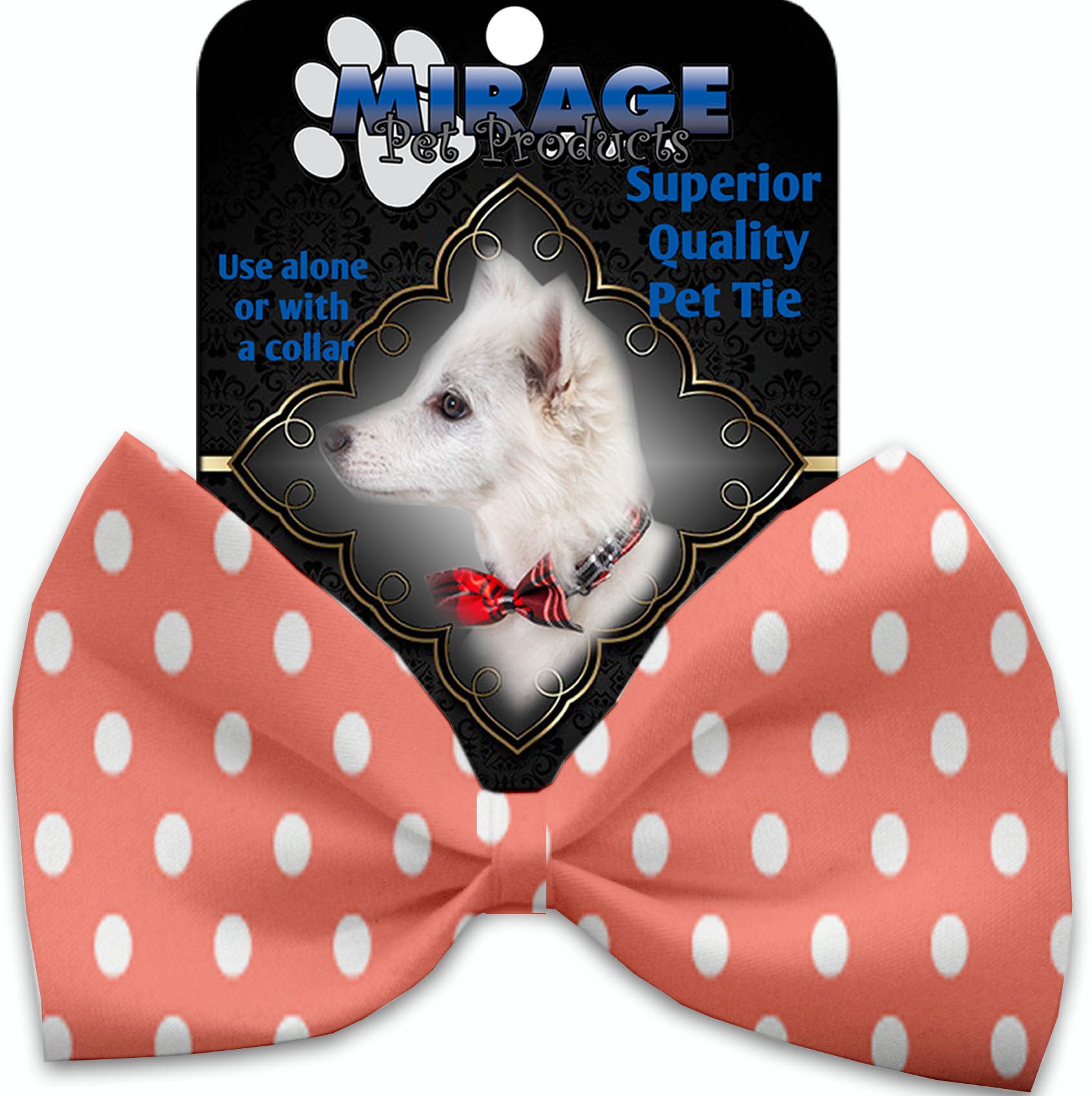 Peach Polka Dots Pet Bow Tie Default Title