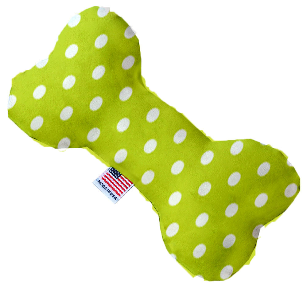 Lime Green Polka Dots 6 Inch Bone Dog Toy GreatEagleInc
