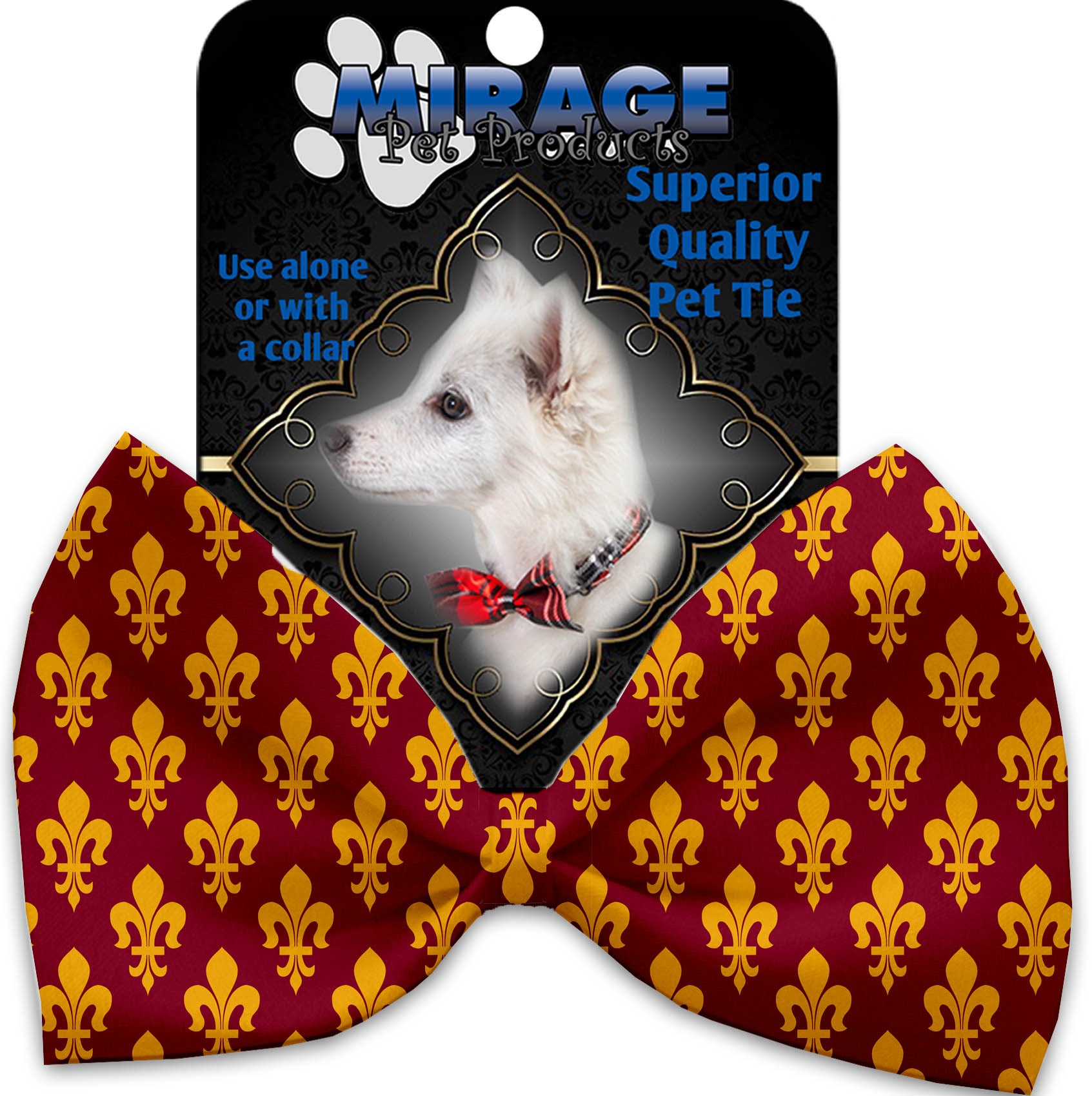 Maroon Fleur De Lis Pet Bow Tie Default Title