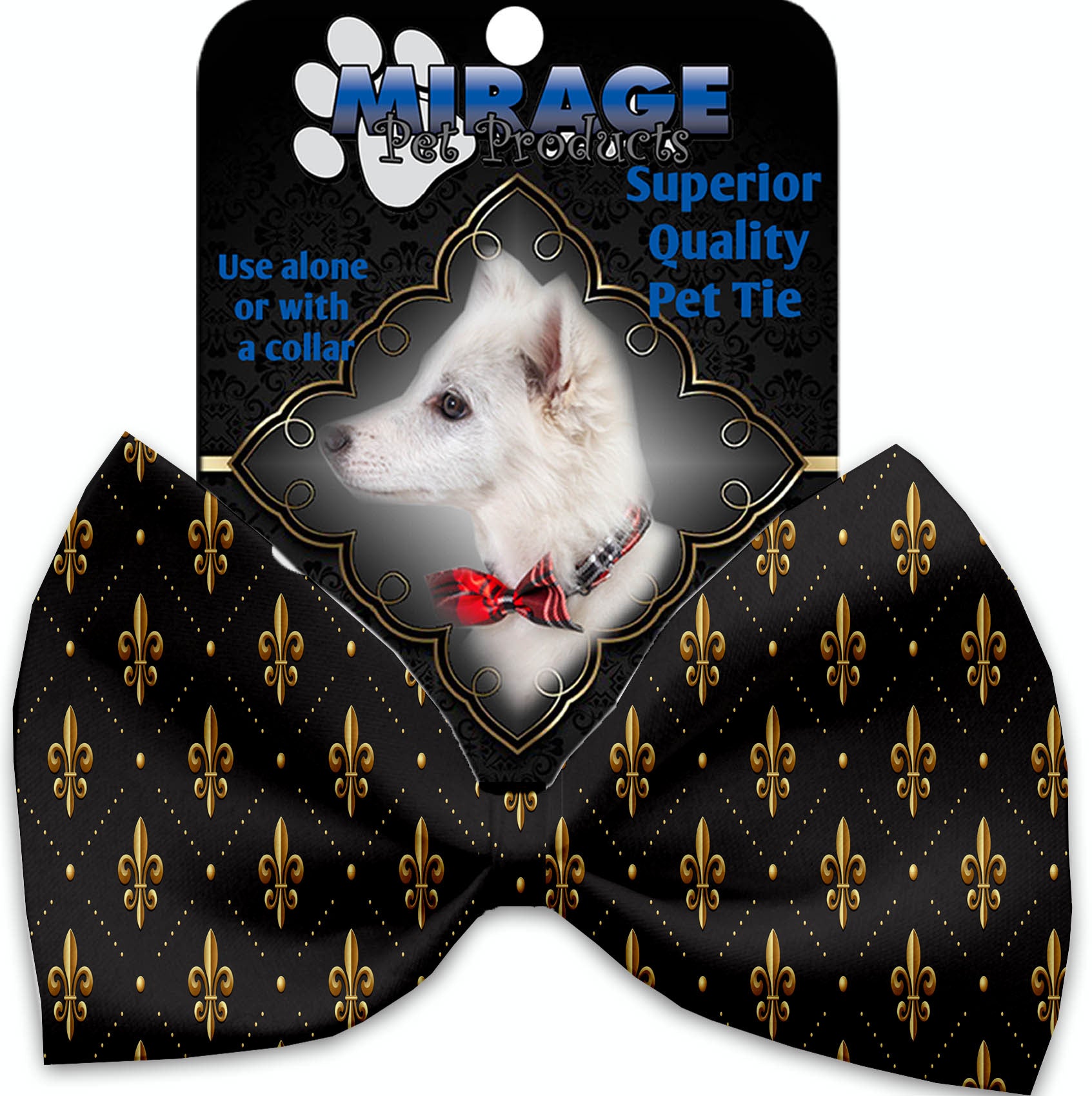 Black And Gold Fleur De Lis Pet Bow Tie Default Title