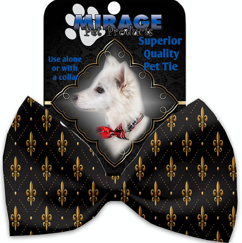 Black And Gold Fleur De Lis Pet Bow Tie GreatEagleInc