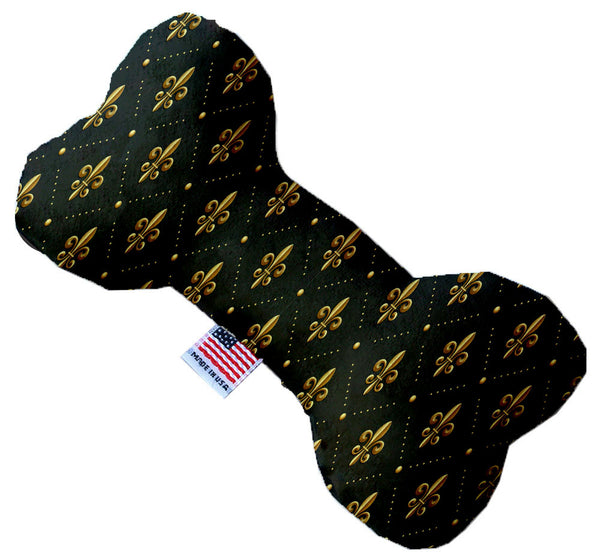 Black And Gold Fleur De Lis 10 Inch Bone Dog Toy Default Title