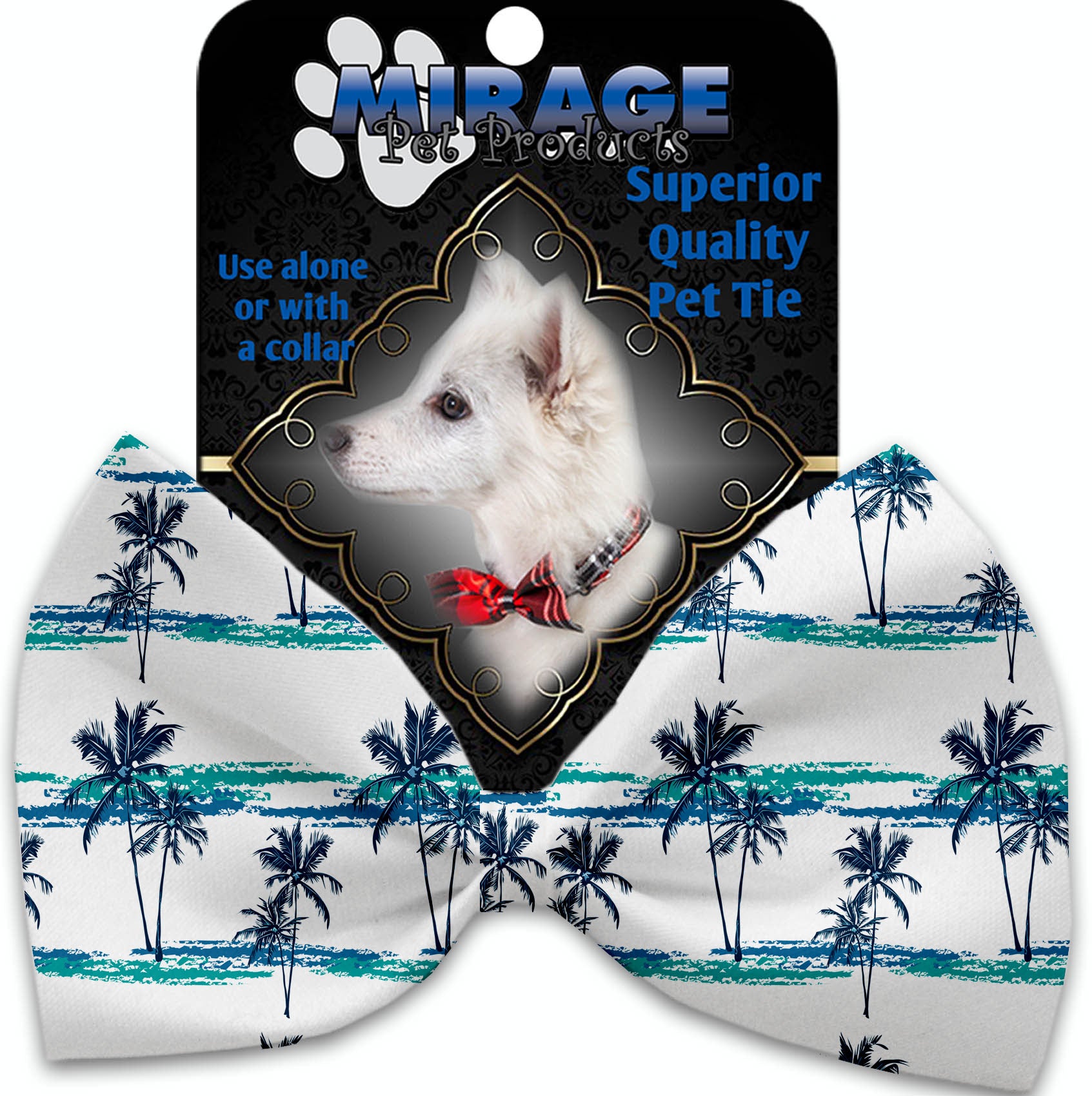 Palm Tree Paradise Pet Bow Tie Collar Accessory With Velcro Default Title