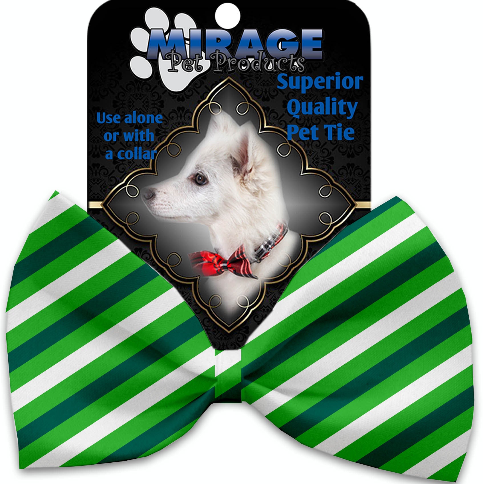 St Patrick's Stripes Pet Bow Tie Collar Accessory With Velcro GreatEagleInc