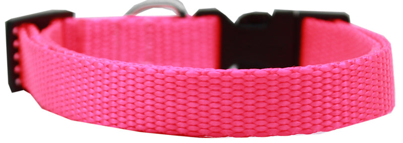 Schlichtes Nylon-Hundehalsband Lg Hot Pink