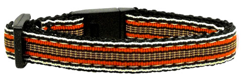 Preppy Stripes Nylon Ribbon Collars Orange/khaki Cat Safety Default Title