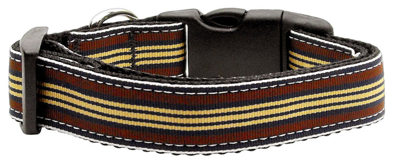 Preppy Stripes Nylon Ribbon Collars Brown-khaki Large GreatEagleInc