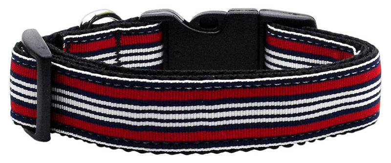 Preppy Stripes Nylon Ribbon Collars Red-white Large GreatEagleInc