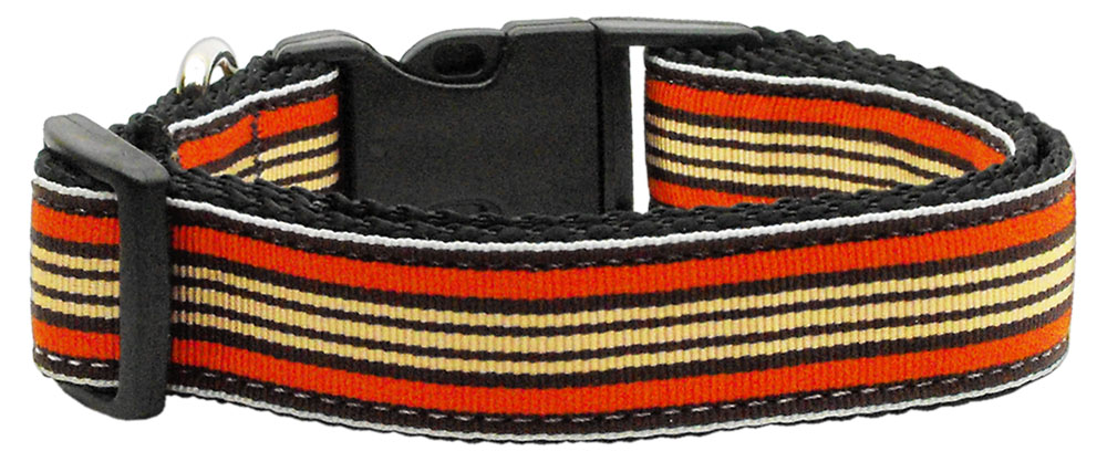 Preppy Stripes Nylon Ribbon Collars Orange-khaki Medium GreatEagleInc
