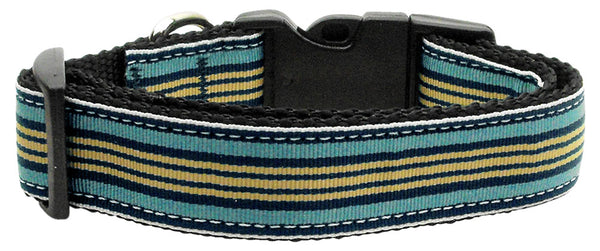 Preppy Stripes Nylon Ribbon Collars Light Blue-khaki Sm GreatEagleInc