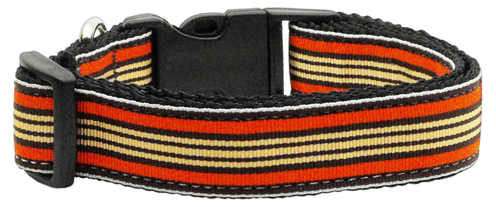 Preppy Stripes Nylon Ribbon Collars Orange/khaki Xs Default Title