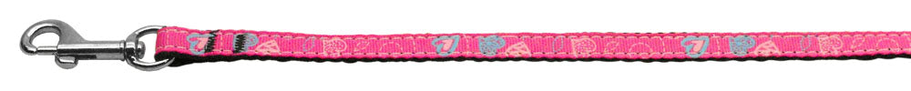 Crazy Hearts Nylon Collars Bright Pink 3-8 Wide 6ft Lsh GreatEagleInc