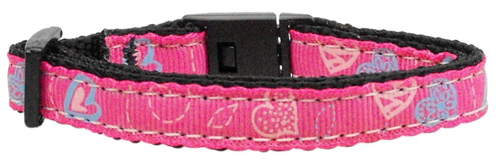 Crazy Hearts Nylon Collars Bright Pink Cat Safety GreatEagleInc