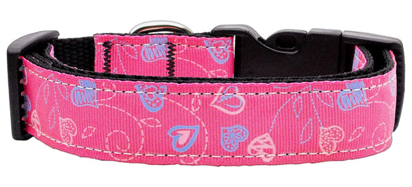 Crazy Hearts Nylon Collars Bright Pink Sm GreatEagleInc