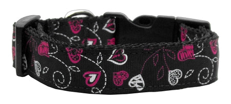 Crazy Hearts Nylon Collars Black Xs GreatEagleInc