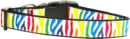 Zebra Rainbow Nylon Ribbon Dog Collars Medium GreatEagleInc