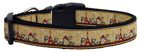 With Love From Paris Nylon Dog Collar Medium Narrow GreatEagleInc