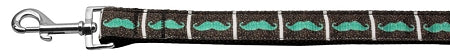 Aqua Moustaches Nylon Dog Leash 5-8 Inch Wide 4ft Long GreatEagleInc
