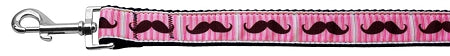 Pink Striped Moustache Nylon Dog Leash 3-8 Inch Wide 4ft Long GreatEagleInc