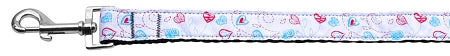 Patriotic Crazy Hearts Nylon Ribbon Pet Leash 1 Wide 4ft GreatEagleInc