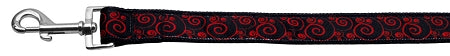 Red And Black Swirly Nylon Dog Leash 3-8 Inch Wide 4ft Long GreatEagleInc