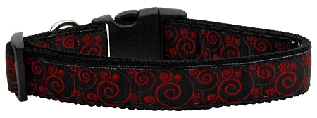 Red And Black Swirly Nylon Dog Collar Medium Narrow GreatEagleInc