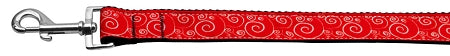 Red And White Swirly Nylon Dog Leash 3-8 Inch Wide 4ft Long GreatEagleInc