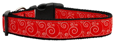 Red And White Swirly Nylon Dog Collar Xl Default Title