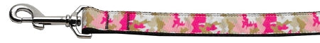 Pink Camo Nylon Dog Leash 3-8 Inch Wide 4ft Long GreatEagleInc