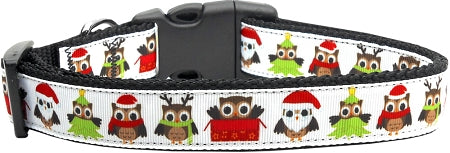 Santa Owls Nylon Dog Collar Medium Narrow GreatEagleInc