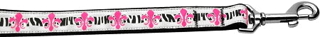 Pink Fleur De Lis Nylon Dog Leash 3-8 Inch Wide 4ft Long GreatEagleInc