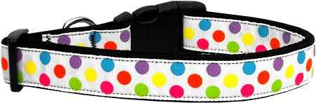 White Multi-dot Nylon Dog Collar Medium Narrow Default Title