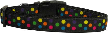 Black Multi-dot Nylon Dog Collar Medium Narrow GreatEagleInc