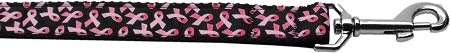 Pink Ribbons On Black Nylon Dog Leash 3-8 Inch Wide 4ft Long GreatEagleInc