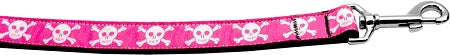 Pink Skulls Nylon Dog Leash 3-8 Inch Wide 4ft Long GreatEagleInc