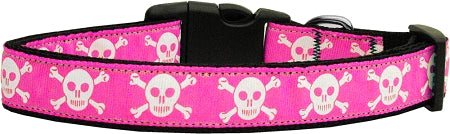 Pink Skulls Nylon Dog Collar Medium Narrow GreatEagleInc